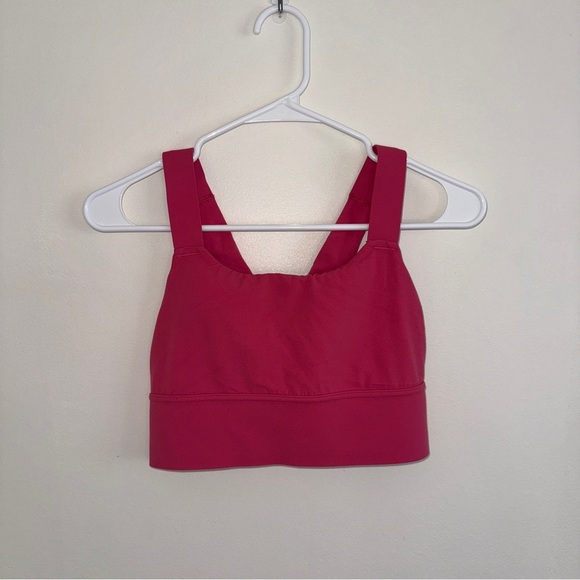 Athleta Sports Bra Womens Small Pink Warrior Longline Twist Scoop Neck Active - Picture 1 of 3